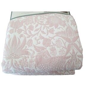 NEW William Morris & Co STRAWBERRY THIEF Floral Shower Curtain  Blush Pink White